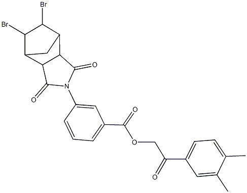 2-(3,4-dimethylphenyl)-2-oxoethyl 3-(8,9-dibromo-3,5-dioxo-4-azatricyclo[5.2.1.0~2,6~]dec-4-yl)benzoate 化学構造式