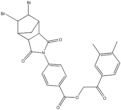 2-(3,4-dimethylphenyl)-2-oxoethyl 4-(8,9-dibromo-3,5-dioxo-4-azatricyclo[5.2.1.0~2,6~]dec-4-yl)benzoate Struktur