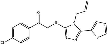 2-{[4-allyl-5-(2-thienyl)-4H-1,2,4-triazol-3-yl]sulfanyl}-1-(4-chlorophenyl)ethanone 化学構造式