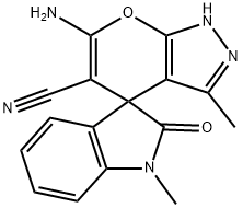 6-amino-1',3-dimethyl-1,1',3',4-tetrahydro-2'-oxospiro(pyrano[2,3-c]pyrazole-4,3'-[2'H]-indole)-5-carbonitrile|