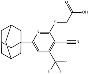 2-{[6-(1-adamantyl)-3-cyano-4-(trifluoromethyl)-2-pyridinyl]sulfanyl}acetic acid,488804-52-0,结构式