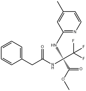 methyl 3,3,3-trifluoro-2-[(4-methyl-2-pyridinyl)amino]-2-[(phenylacetyl)amino]propanoate 化学構造式