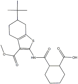 2-({[6-tert-butyl-3-(methoxycarbonyl)-4,5,6,7-tetrahydro-1-benzothien-2-yl]amino}carbonyl)cyclohexanecarboxylic acid,488821-89-2,结构式