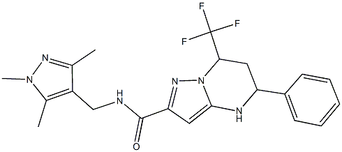 5-phenyl-7-(trifluoromethyl)-N-[(1,3,5-trimethyl-1H-pyrazol-4-yl)methyl]-4,5,6,7-tetrahydropyrazolo[1,5-a]pyrimidine-2-carboxamide,488822-58-8,结构式