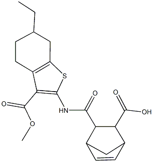 3-({[6-ethyl-3-(methoxycarbonyl)-4,5,6,7-tetrahydro-1-benzothien-2-yl]amino}carbonyl)bicyclo[2.2.1]hept-5-ene-2-carboxylic acid 结构式
