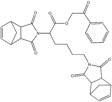 2-oxo-2-phenylethyl 2,6-bis(3,5-dioxo-4-azatricyclo[5.2.1.0~2,6~]dec-8-en-4-yl)hexanoate Structure