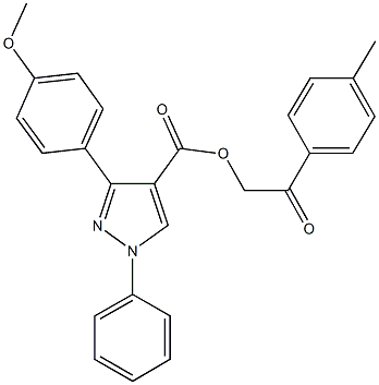 2-(4-methylphenyl)-2-oxoethyl 3-[4-(methyloxy)phenyl]-1-phenyl-1H-pyrazole-4-carboxylate Struktur