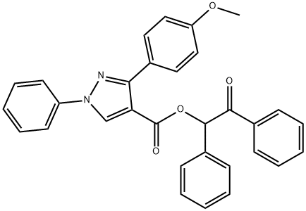2-oxo-1,2-diphenylethyl 3-(4-methoxyphenyl)-1-phenyl-1H-pyrazole-4-carboxylate 化学構造式