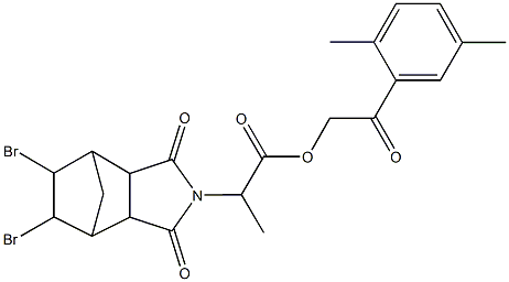 2-(2,5-dimethylphenyl)-2-oxoethyl 2-(8,9-dibromo-3,5-dioxo-4-azatricyclo[5.2.1.0~2,6~]dec-4-yl)propanoate,488832-20-8,结构式