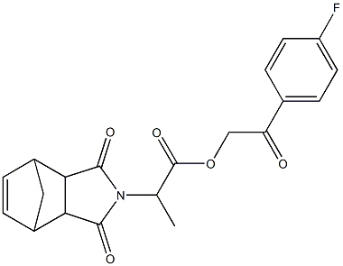 2-(4-fluorophenyl)-2-oxoethyl 2-(3,5-dioxo-4-azatricyclo[5.2.1.0~2,6~]dec-8-en-4-yl)propanoate Structure