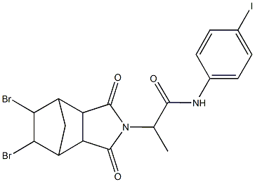 2-(8,9-dibromo-3,5-dioxo-4-azatricyclo[5.2.1.0~2,6~]dec-4-yl)-N-(4-iodophenyl)propanamide Struktur