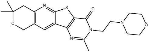 2,8,8-trimethyl-3-[2-(4-morpholinyl)ethyl]-7,10-dihydro-8H-pyrano[3'',4'':5',6']pyrido[3',2':4,5]thieno[3,2-d]pyrimidin-4(3H)-one 结构式