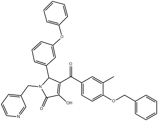 4-[4-(benzyloxy)-3-methylbenzoyl]-3-hydroxy-5-(3-phenoxyphenyl)-1-(3-pyridinylmethyl)-1,5-dihydro-2H-pyrrol-2-one 结构式