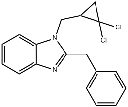 2-benzyl-1-[(2,2-dichlorocyclopropyl)methyl]-1H-benzimidazole Struktur