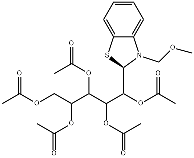 1,2,3,4,5-penta-O-acetyl-1-C-[3-(methoxymethyl)-2,3-dihydro-1,3-benzothiazol-2-yl]pentitol 结构式