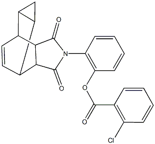 2-(3,5-dioxo-4-azatetracyclo[5.3.2.0~2,6~.0~8,10~]dodec-11-en-4-yl)phenyl 2-chlorobenzoate 化学構造式