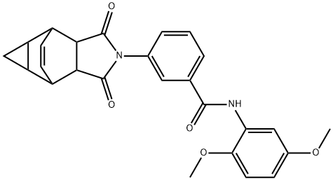 N-(2,5-dimethoxyphenyl)-3-(3,5-dioxo-4-azatetracyclo[5.3.2.0~2,6~.0~8,10~]dodec-11-en-4-yl)benzamide 化学構造式