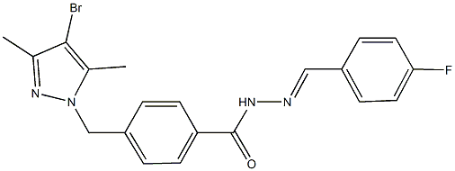 4-[(4-bromo-3,5-dimethyl-1H-pyrazol-1-yl)methyl]-N'-(4-fluorobenzylidene)benzohydrazide Structure
