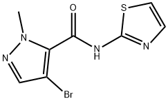 4-bromo-1-methyl-N-(1,3-thiazol-2-yl)-1H-pyrazole-5-carboxamide,489406-53-3,结构式