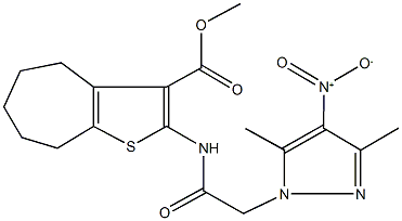 489406-76-0 methyl 2-[({4-nitro-3,5-dimethyl-1H-pyrazol-1-yl}acetyl)amino]-5,6,7,8-tetrahydro-4H-cyclohepta[b]thiophene-3-carboxylate