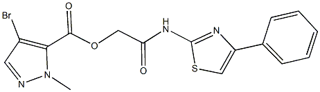 2-oxo-2-[(4-phenyl-1,3-thiazol-2-yl)amino]ethyl 4-bromo-1-methyl-1H-pyrazole-5-carboxylate Struktur