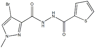 4-bromo-1-methyl-N'-(2-thienylcarbonyl)-1H-pyrazole-3-carbohydrazide Struktur