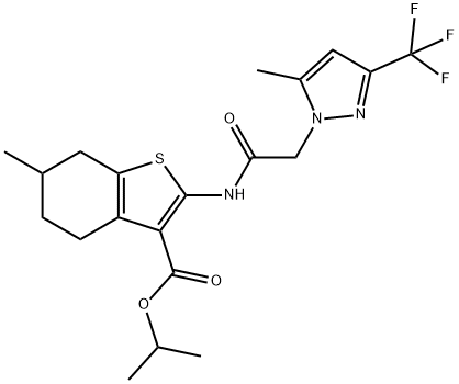 isopropyl 6-methyl-2-({[5-methyl-3-(trifluoromethyl)-1H-pyrazol-1-yl]acetyl}amino)-4,5,6,7-tetrahydro-1-benzothiophene-3-carboxylate|