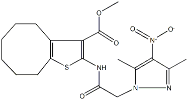 489407-97-8 methyl 2-[({4-nitro-3,5-dimethyl-1H-pyrazol-1-yl}acetyl)amino]-4,5,6,7,8,9-hexahydrocycloocta[b]thiophene-3-carboxylate