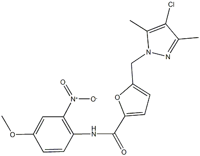 5-[(4-chloro-3,5-dimethyl-1H-pyrazol-1-yl)methyl]-N-{2-nitro-4-methoxyphenyl}-2-furamide,489408-41-5,结构式