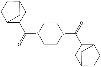 1,4-bis(bicyclo[2.2.1]hept-2-ylcarbonyl)piperazine 化学構造式