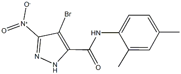 4-bromo-N-(2,4-dimethylphenyl)-3-nitro-1H-pyrazole-5-carboxamide 结构式