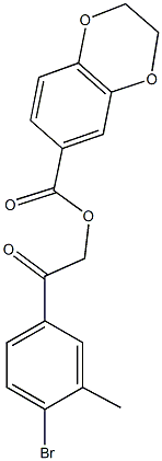 2-(4-bromo-3-methylphenyl)-2-oxoethyl 2,3-dihydro-1,4-benzodioxine-6-carboxylate Struktur