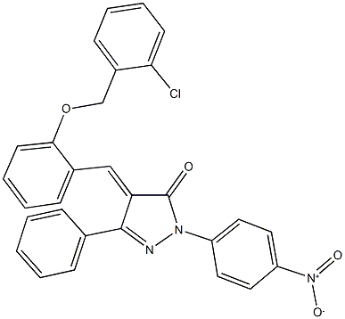 4-{2-[(2-chlorobenzyl)oxy]benzylidene}-2-{4-nitrophenyl}-5-phenyl-2,4-dihydro-3H-pyrazol-3-one Structure