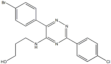 3-{[6-(4-bromophenyl)-3-(4-chlorophenyl)-1,2,4-triazin-5-yl]amino}propan-1-ol Struktur
