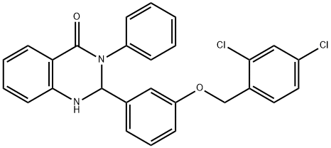 2-{3-[(2,4-dichlorobenzyl)oxy]phenyl}-3-phenyl-2,3-dihydro-4(1H)-quinazolinone 化学構造式