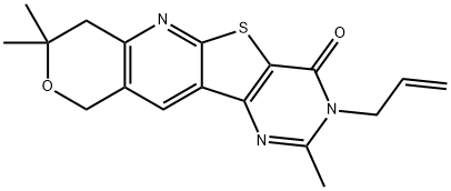 3-allyl-2,8,8-trimethyl-7,10-dihydro-8H-pyrano[3'',4'':5',6']pyrido[3',2':4,5]thieno[3,2-d]pyrimidin-4(3H)-one,489415-86-3,结构式