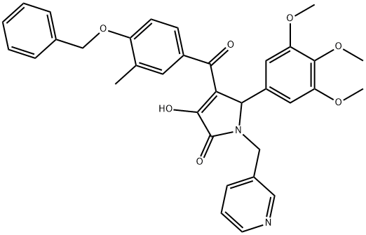 4-[4-(benzyloxy)-3-methylbenzoyl]-3-hydroxy-1-(pyridin-3-ylmethyl)-5-(3,4,5-trimethoxyphenyl)-1,5-dihydro-2H-pyrrol-2-one Struktur