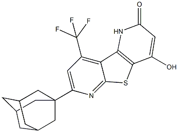 7-(1-adamantyl)-4-hydroxy-9-(trifluoromethyl)pyrido[2',3':4,5]thieno[2,3-b]pyridin-2(1H)-one,489416-85-5,结构式