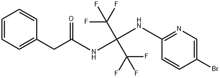 N-[1-[(5-bromo-2-pyridinyl)amino]-2,2,2-trifluoro-1-(trifluoromethyl)ethyl]-2-phenylacetamide Structure