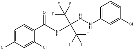 2,4-dichloro-N-[1-[2-(3-chlorophenyl)hydrazino]-2,2,2-trifluoro-1-(trifluoromethyl)ethyl]benzamide 化学構造式