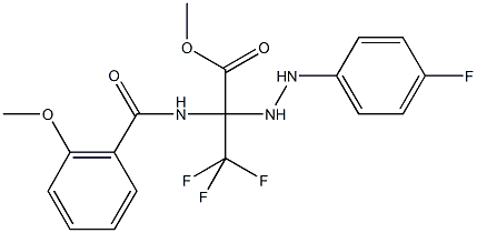 methyl 3,3,3-trifluoro-2-[2-(4-fluorophenyl)hydrazino]-2-[(2-methoxybenzoyl)amino]propanoate Struktur