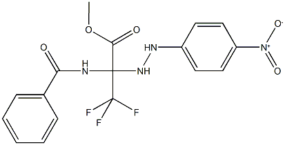 methyl 2-(benzoylamino)-3,3,3-trifluoro-2-(2-{4-nitrophenyl}hydrazino)propanoate Struktur
