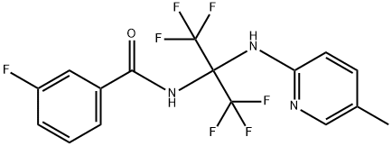 3-fluoro-N-[2,2,2-trifluoro-1-[(5-methyl-2-pyridinyl)amino]-1-(trifluoromethyl)ethyl]benzamide Structure