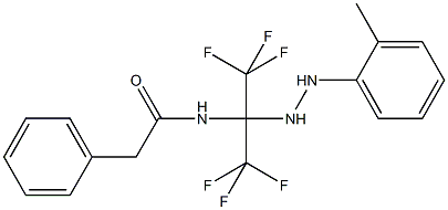 2-phenyl-N-[2,2,2-trifluoro-1-[2-(2-methylphenyl)hydrazino]-1-(trifluoromethyl)ethyl]acetamide Struktur