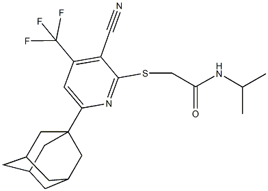 2-{[6-(1-adamantyl)-3-cyano-4-(trifluoromethyl)pyridin-2-yl]sulfanyl}-N-isopropylacetamide Struktur