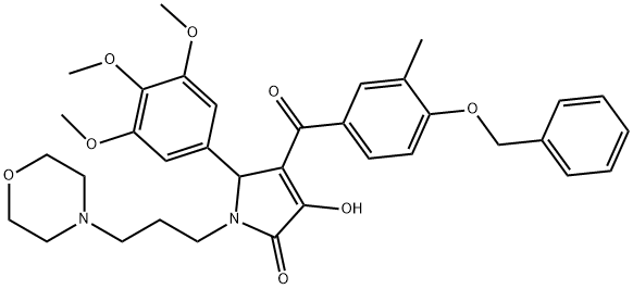 4-[4-(benzyloxy)-3-methylbenzoyl]-3-hydroxy-1-(3-morpholin-4-ylpropyl)-5-(3,4,5-trimethoxyphenyl)-1,5-dihydro-2H-pyrrol-2-one Struktur