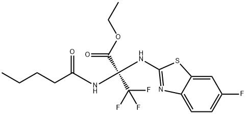 ethyl 3,3,3-trifluoro-2-[(6-fluoro-1,3-benzothiazol-2-yl)amino]-2-(pentanoylamino)propanoate Structure