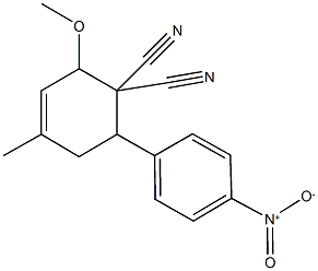 6-{4-nitrophenyl}-2-methoxy-4-methyl-3-cyclohexene-1,1-dicarbonitrile 结构式