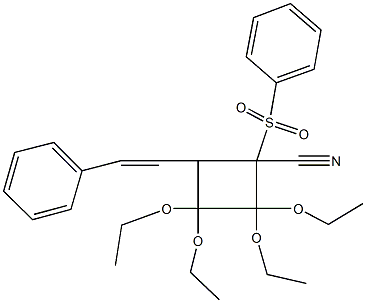 2,2,3,3-tetraethoxy-1-(phenylsulfonyl)-4-(2-phenylvinyl)cyclobutanecarbonitrile Structure