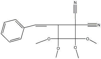 2,2,3,3-tetramethoxy-4-(2-phenylvinyl)-1,1-cyclobutanedicarbonitrile Struktur